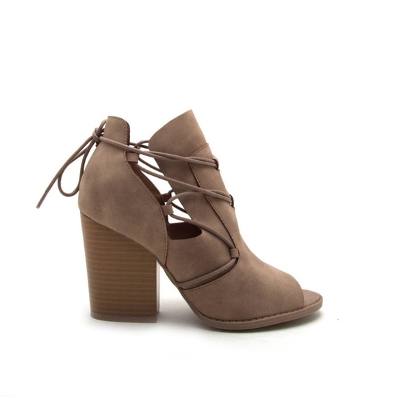 qupid booties taupe
